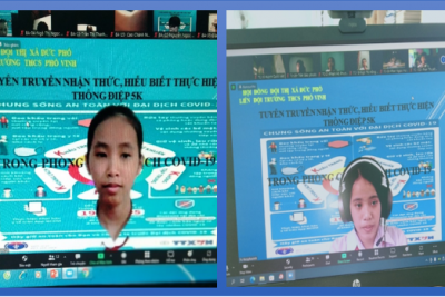 Học sinh Phổ Vinh với thông điệp 5K trong phòng chống dịch Covid-19